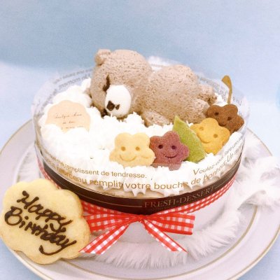 画像2: くまちゃんのチョコケーキ[ぷぅのおひるね](１2cm)4号